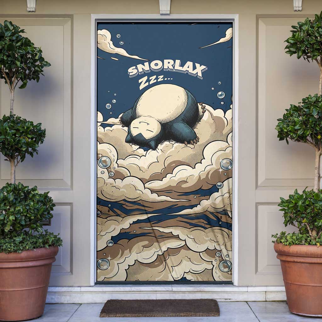 Snorlax Sleeping Cloud Door Cover Snorlax Zzz... Peace in Every Puff of Sleep