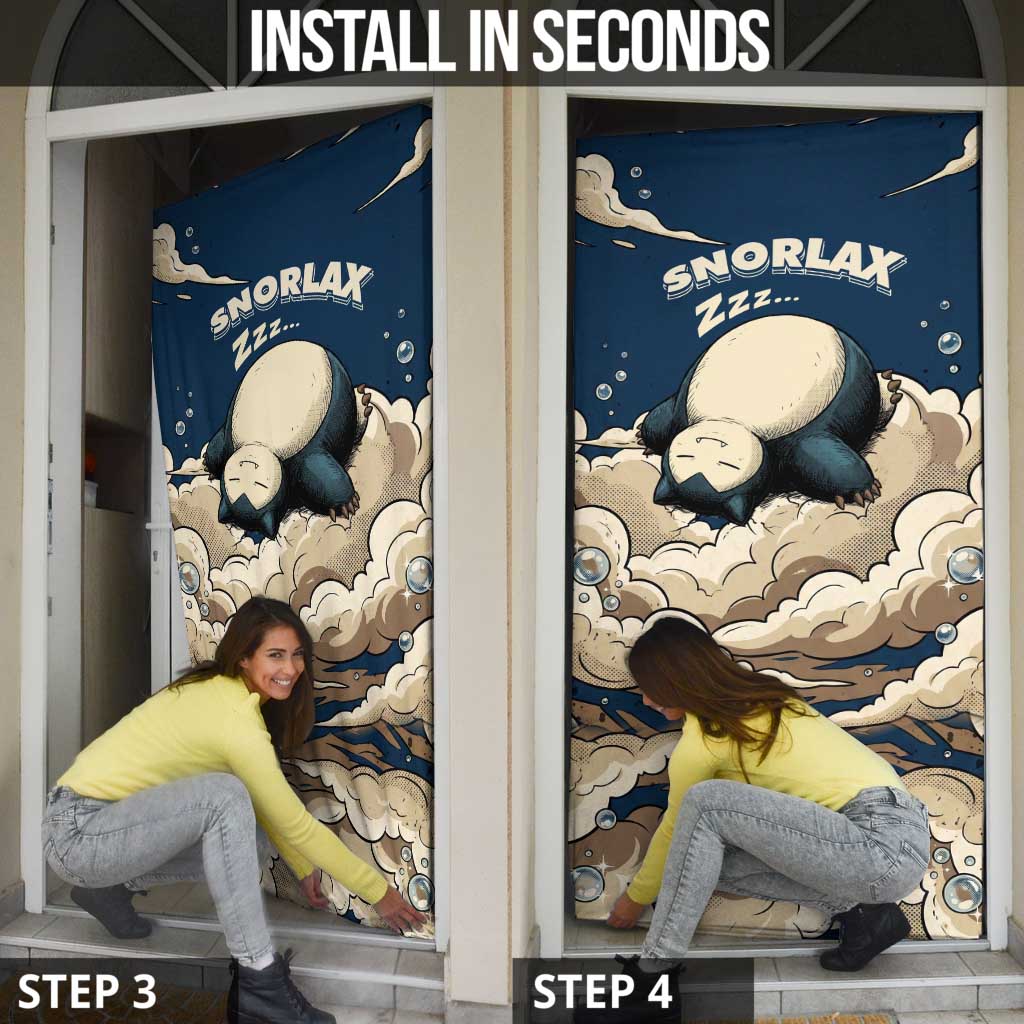 Snorlax Sleeping Cloud Door Cover Snorlax Zzz... Peace in Every Puff of Sleep