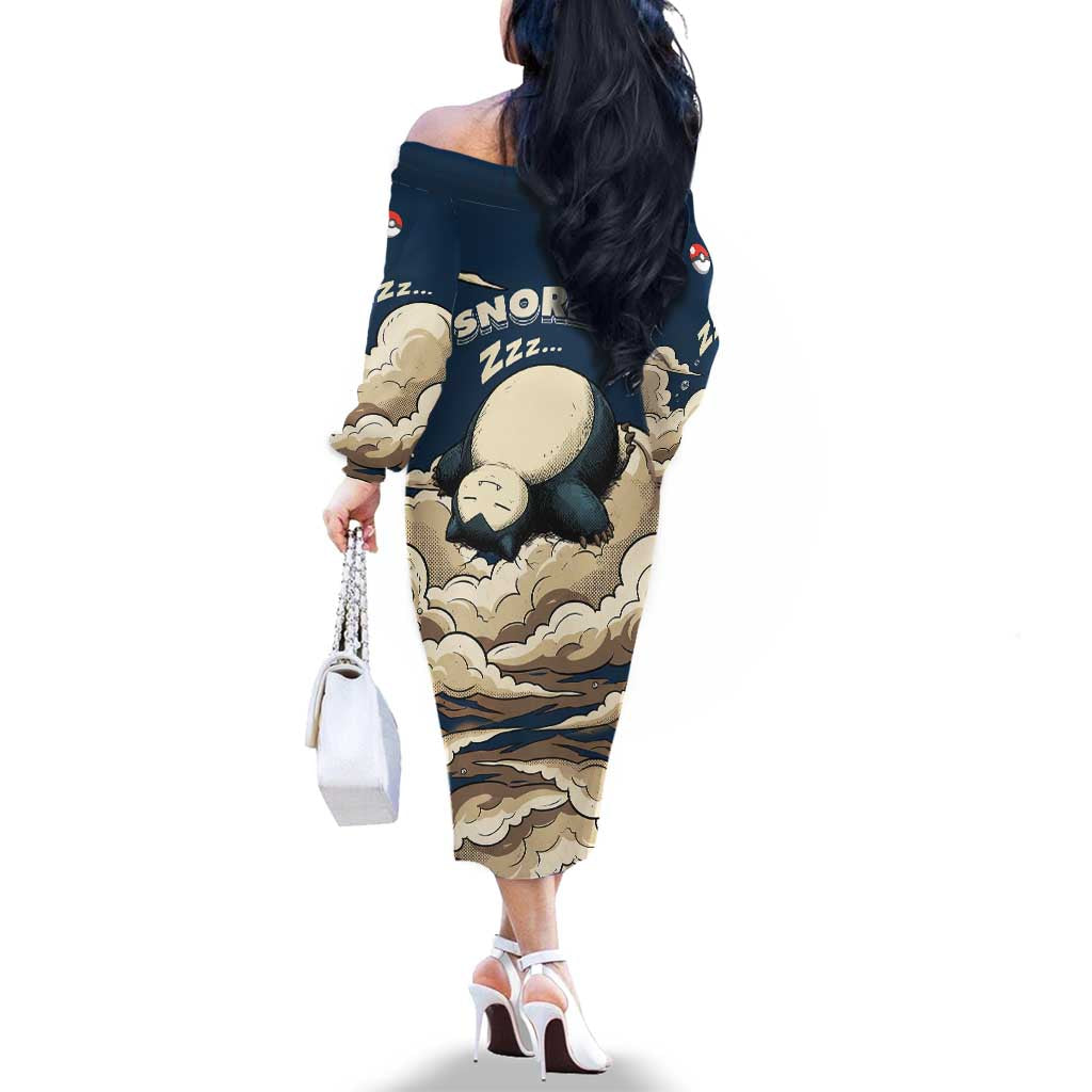 Snorlax Sleeping Cloud Family Matching Off The Shoulder Long Sleeve Dress and Hawaiian Shirt Snorlax Zzz... Peace in Every Puff of Sleep