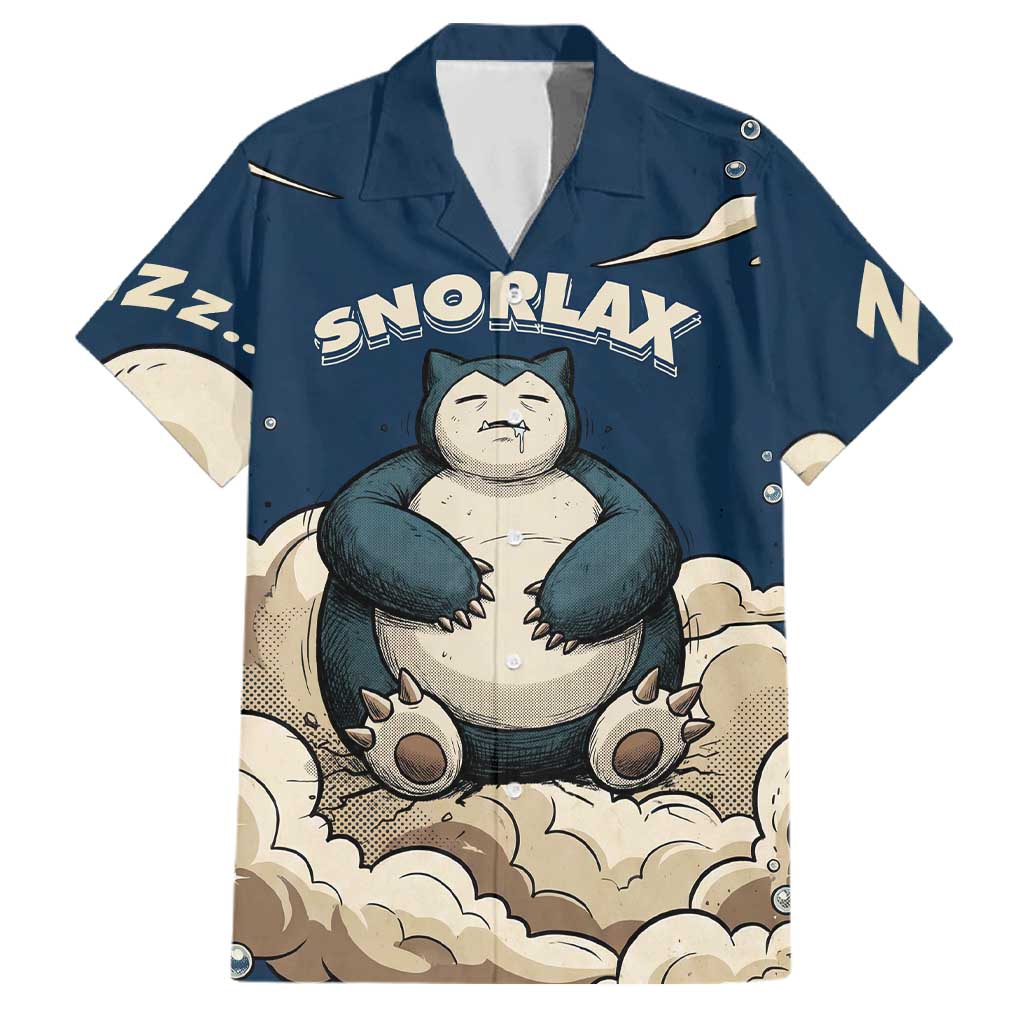 Snorlax Sleeping Cloud Family Matching Off Shoulder Short Dress and Hawaiian Shirt Snorlax Zzz... Peace in Every Puff of Sleep