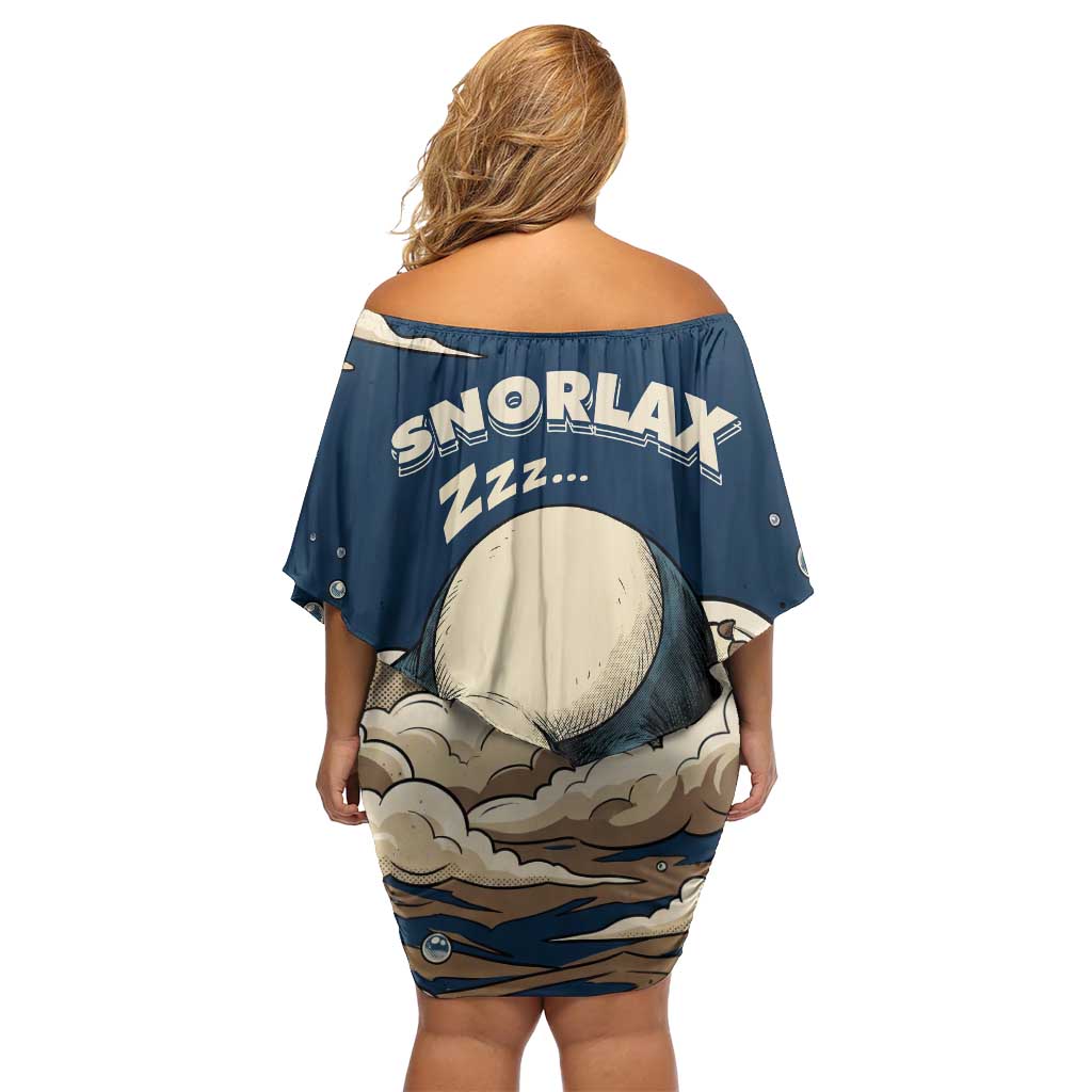Snorlax Sleeping Cloud Family Matching Off Shoulder Short Dress and Hawaiian Shirt Snorlax Zzz... Peace in Every Puff of Sleep