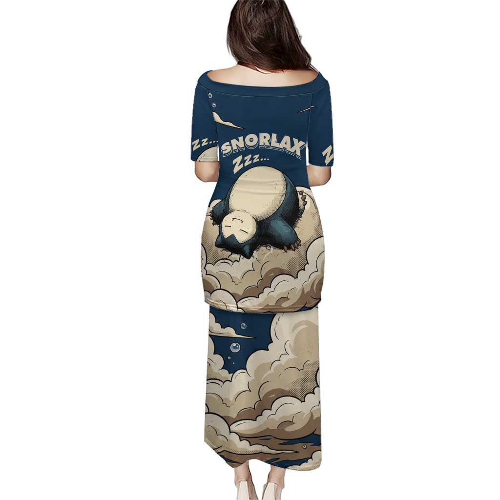 Snorlax Sleeping Cloud Family Matching Puletasi and Hawaiian Shirt Snorlax Zzz... Peace in Every Puff of Sleep
