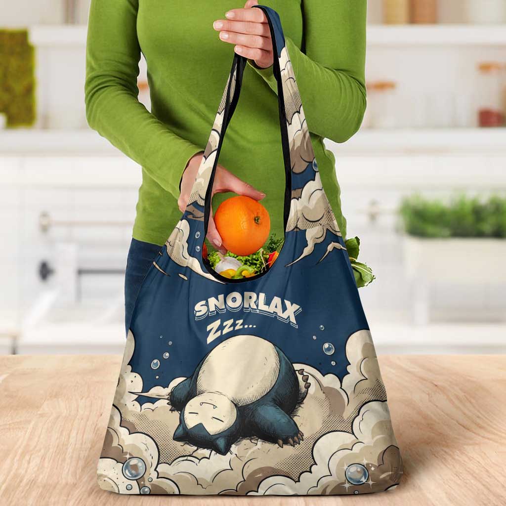 Snorlax Sleeping Cloud Grocery Bag Snorlax Zzz... Peace in Every Puff of Sleep
