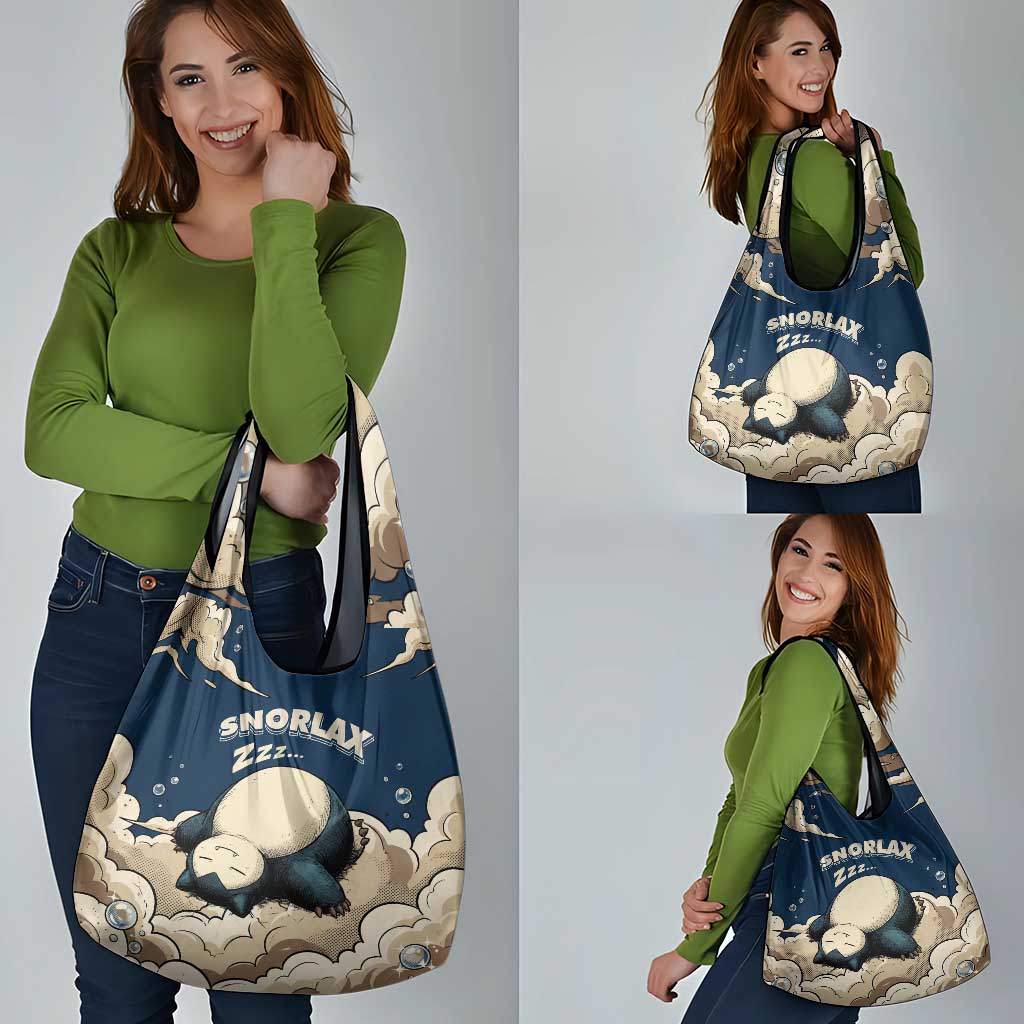 Snorlax Sleeping Cloud Grocery Bag Snorlax Zzz... Peace in Every Puff of Sleep