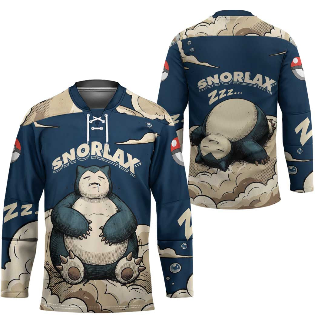 Snorlax Sleeping Cloud Hockey Jersey Snorlax Zzz... Peace in Every Puff of Sleep