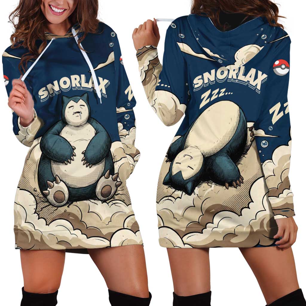Snorlax Sleeping Cloud Hoodie Dress Snorlax Zzz... Peace in Every Puff of Sleep