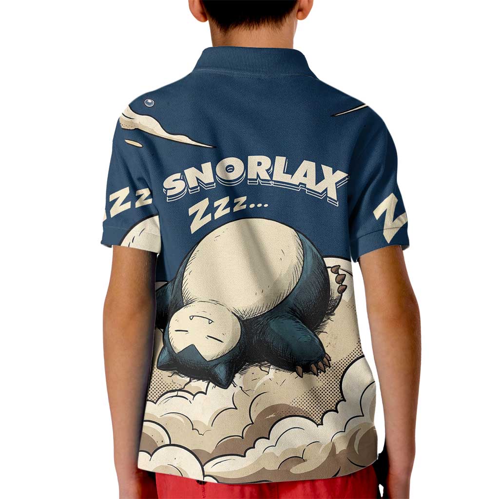 Snorlax Sleeping Cloud Kid Polo Shirt Snorlax Zzz... Peace in Every Puff of Sleep
