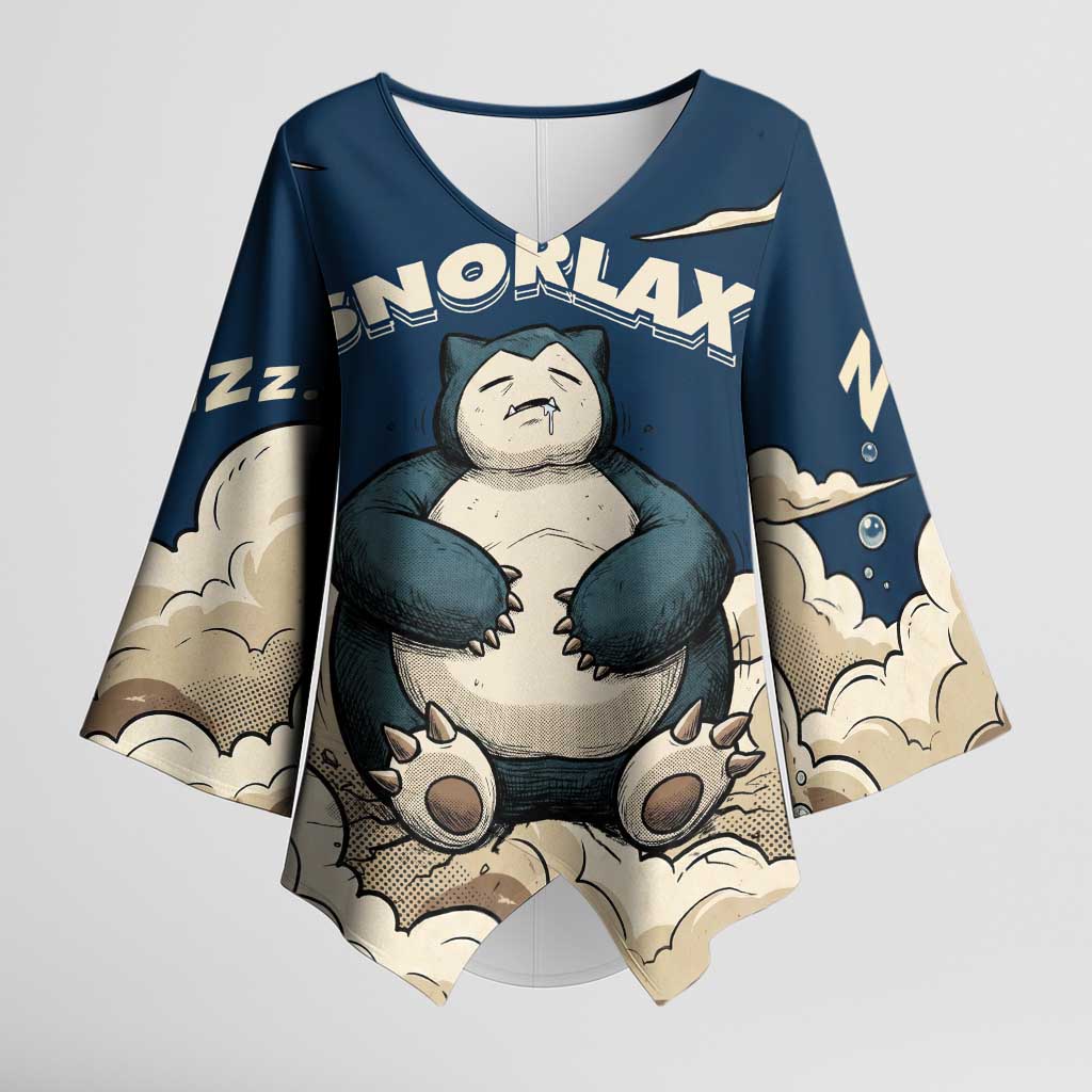 Snorlax Sleeping Cloud Kimono Sleeve Blouse Snorlax Zzz... Peace in Every Puff of Sleep