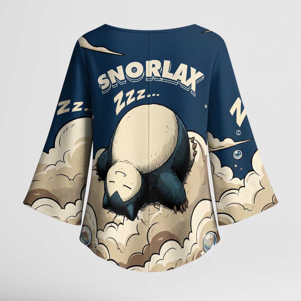 Snorlax Sleeping Cloud Kimono Sleeve Blouse Snorlax Zzz... Peace in Every Puff of Sleep