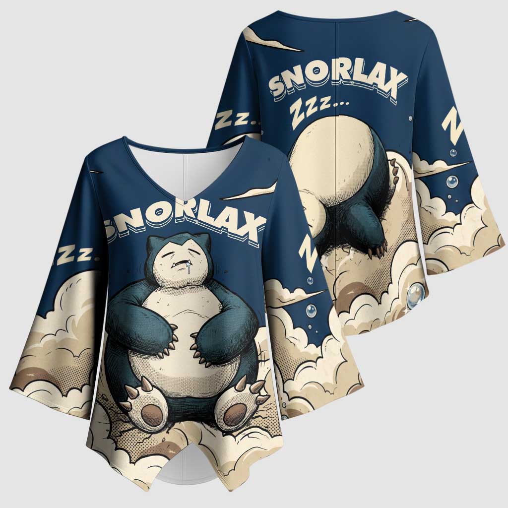Snorlax Sleeping Cloud Kimono Sleeve Blouse Snorlax Zzz... Peace in Every Puff of Sleep