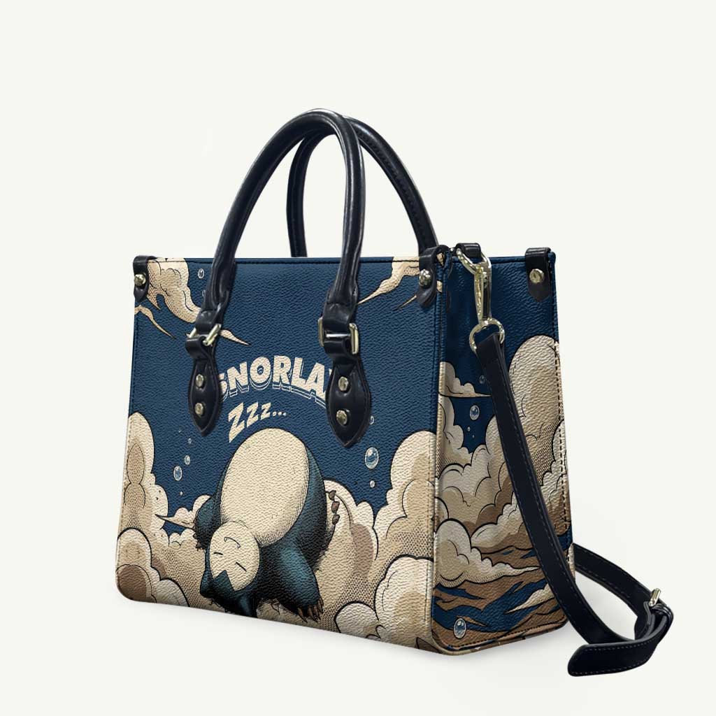 Snorlax Sleeping Cloud Leather Bag Snorlax Zzz... Peace in Every Puff of Sleep