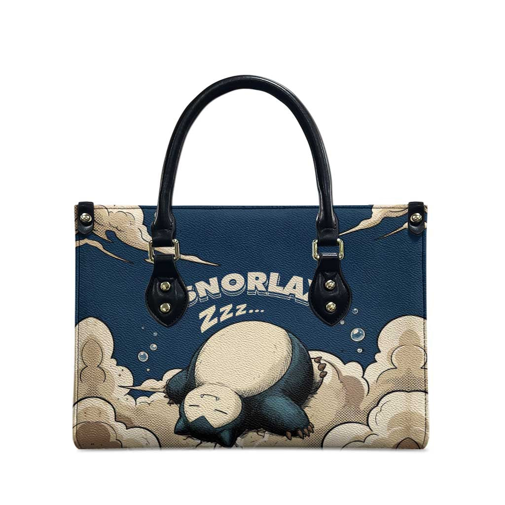 Snorlax Sleeping Cloud Leather Bag Snorlax Zzz... Peace in Every Puff of Sleep