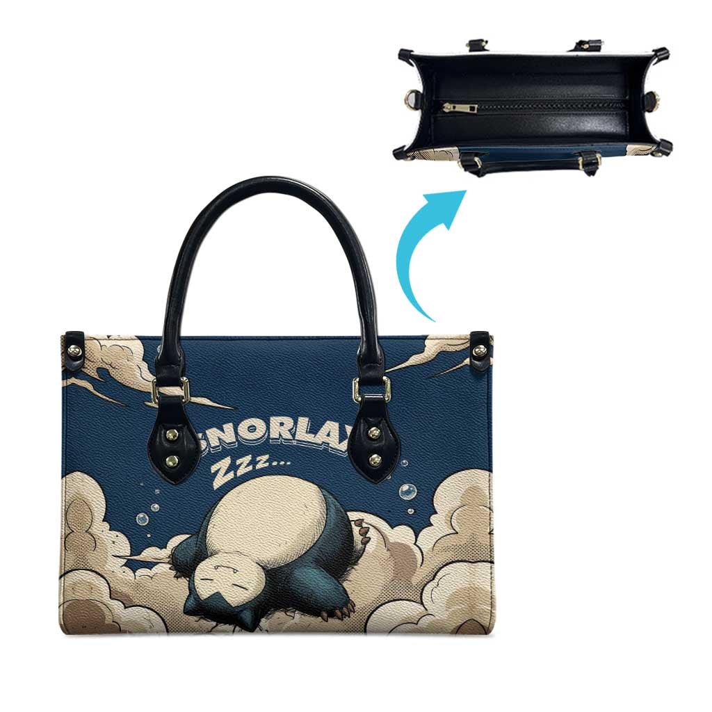 Snorlax Sleeping Cloud Leather Bag Snorlax Zzz... Peace in Every Puff of Sleep