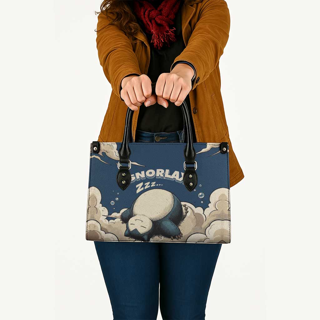 Snorlax Sleeping Cloud Leather Bag Snorlax Zzz... Peace in Every Puff of Sleep
