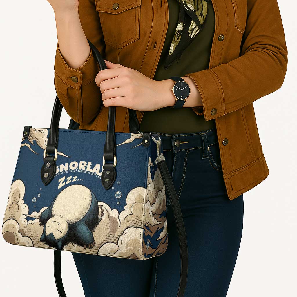 Snorlax Sleeping Cloud Leather Bag Snorlax Zzz... Peace in Every Puff of Sleep