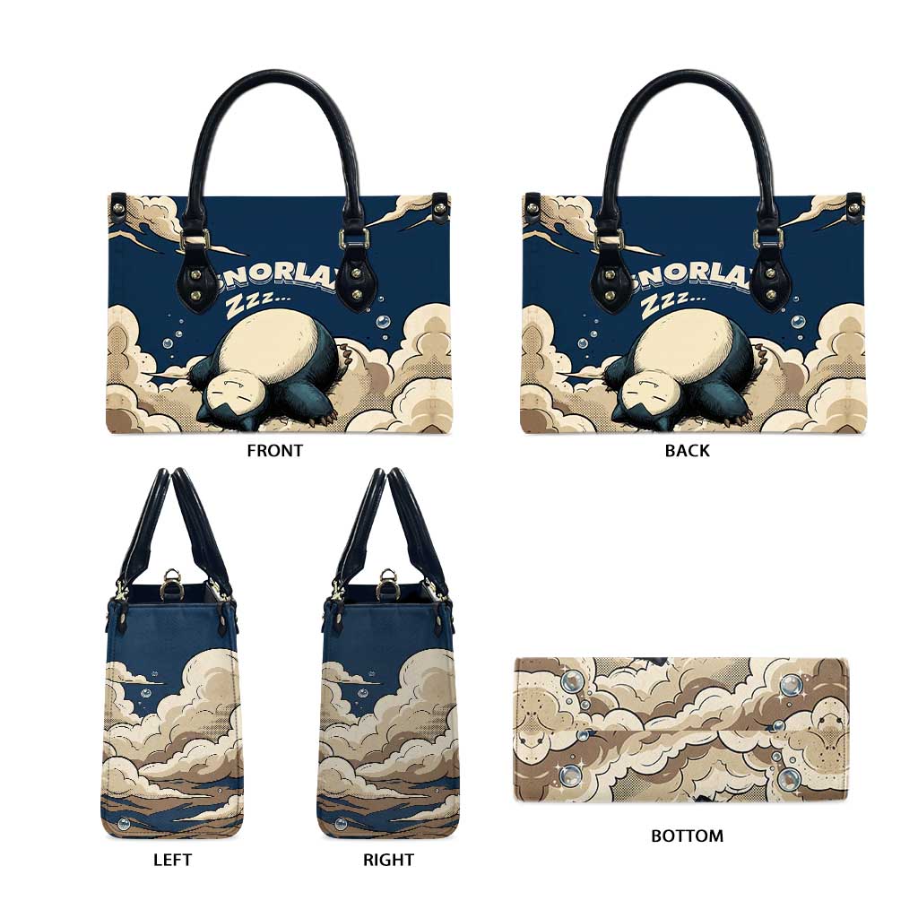 Snorlax Sleeping Cloud Leather Bag Snorlax Zzz... Peace in Every Puff of Sleep