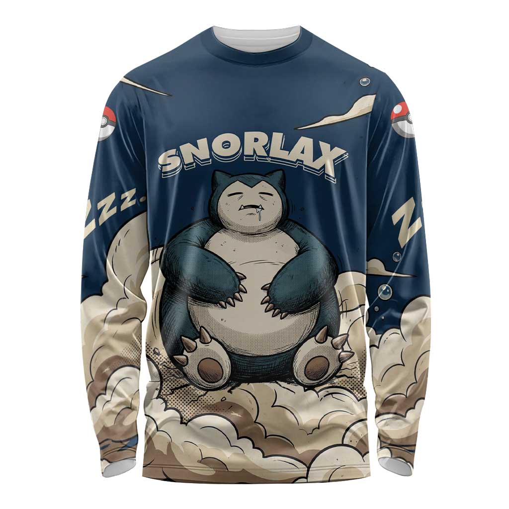 Snorlax Sleeping Cloud Long Sleeve Shirt Snorlax Zzz... Peace in Every Puff of Sleep