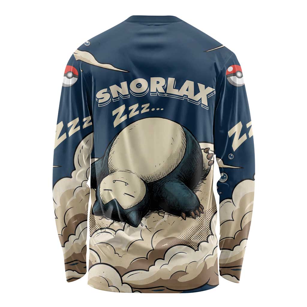 Snorlax Sleeping Cloud Long Sleeve Shirt Snorlax Zzz... Peace in Every Puff of Sleep