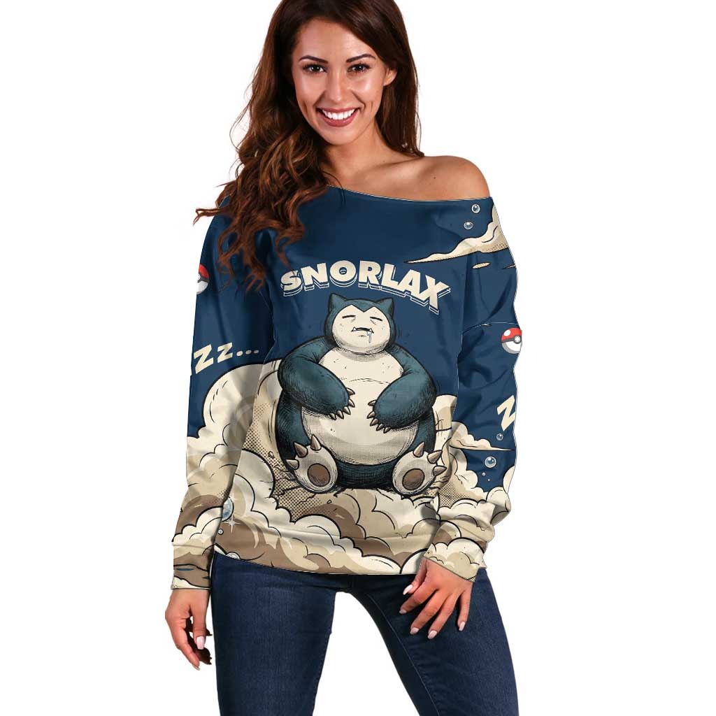 Snorlax Sleeping Cloud Off Shoulder Sweater Snorlax Zzz... Peace in Every Puff of Sleep