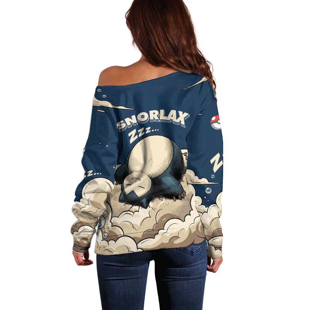 Snorlax Sleeping Cloud Off Shoulder Sweater Snorlax Zzz... Peace in Every Puff of Sleep