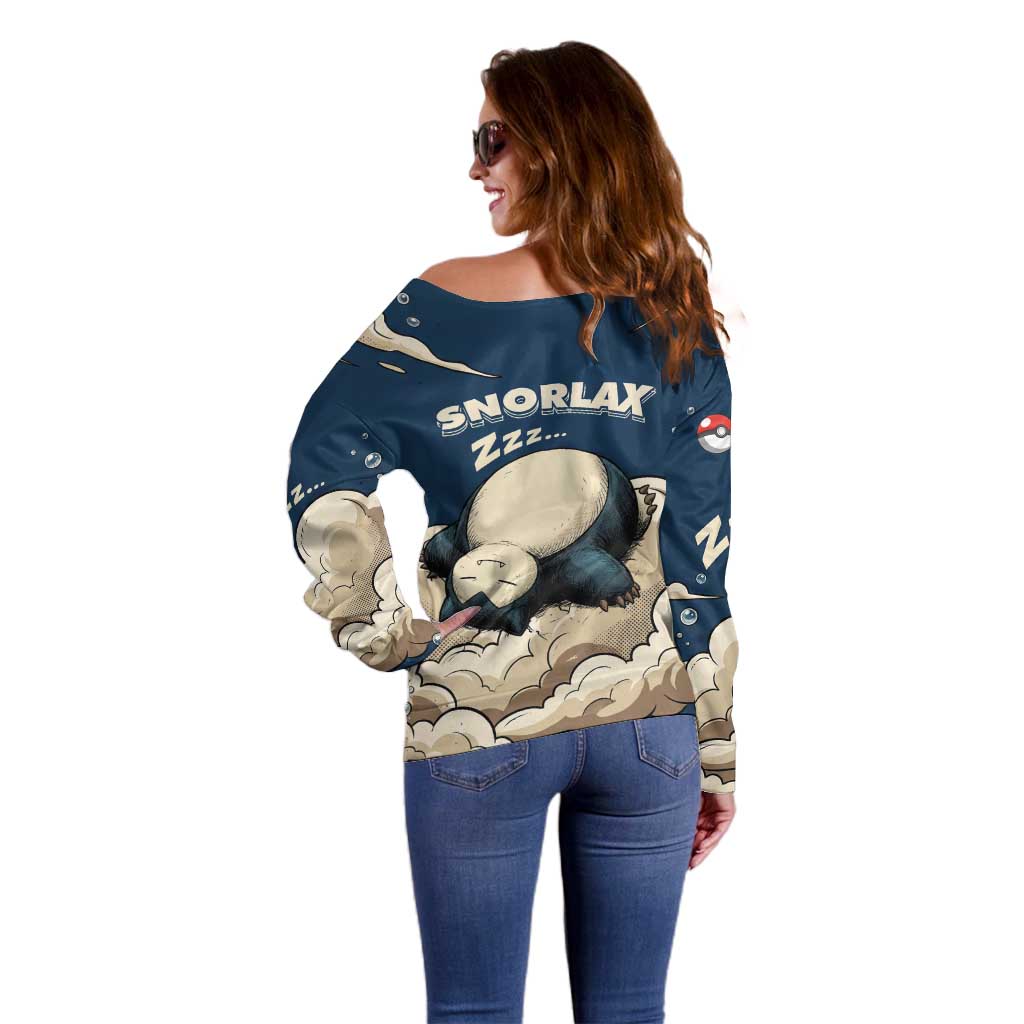 Snorlax Sleeping Cloud Off Shoulder Sweater Snorlax Zzz... Peace in Every Puff of Sleep