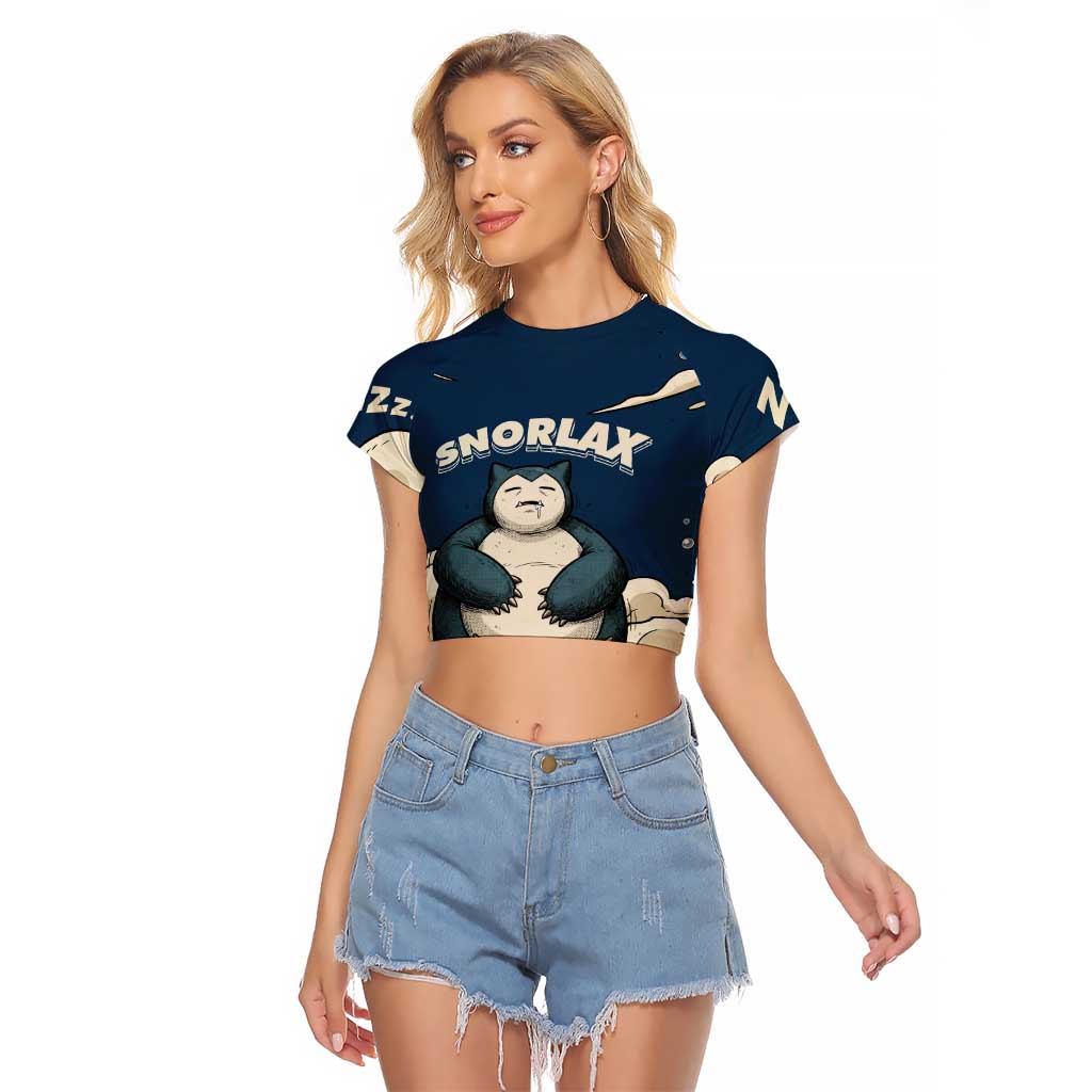 Snorlax Sleeping Cloud Raglan Cropped T Shirt Snorlax Zzz... Peace in Every Puff of Sleep