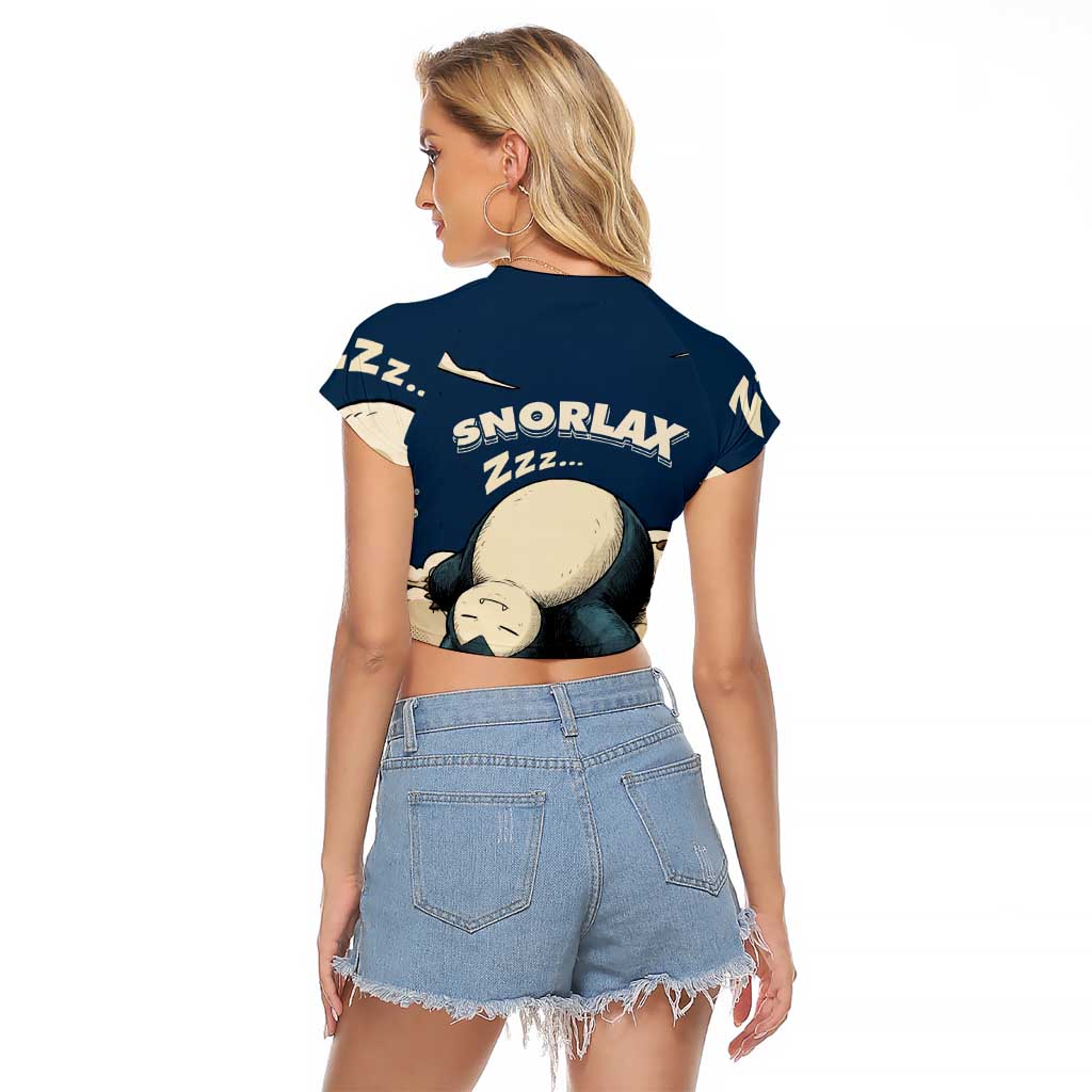 Snorlax Sleeping Cloud Raglan Cropped T Shirt Snorlax Zzz... Peace in Every Puff of Sleep