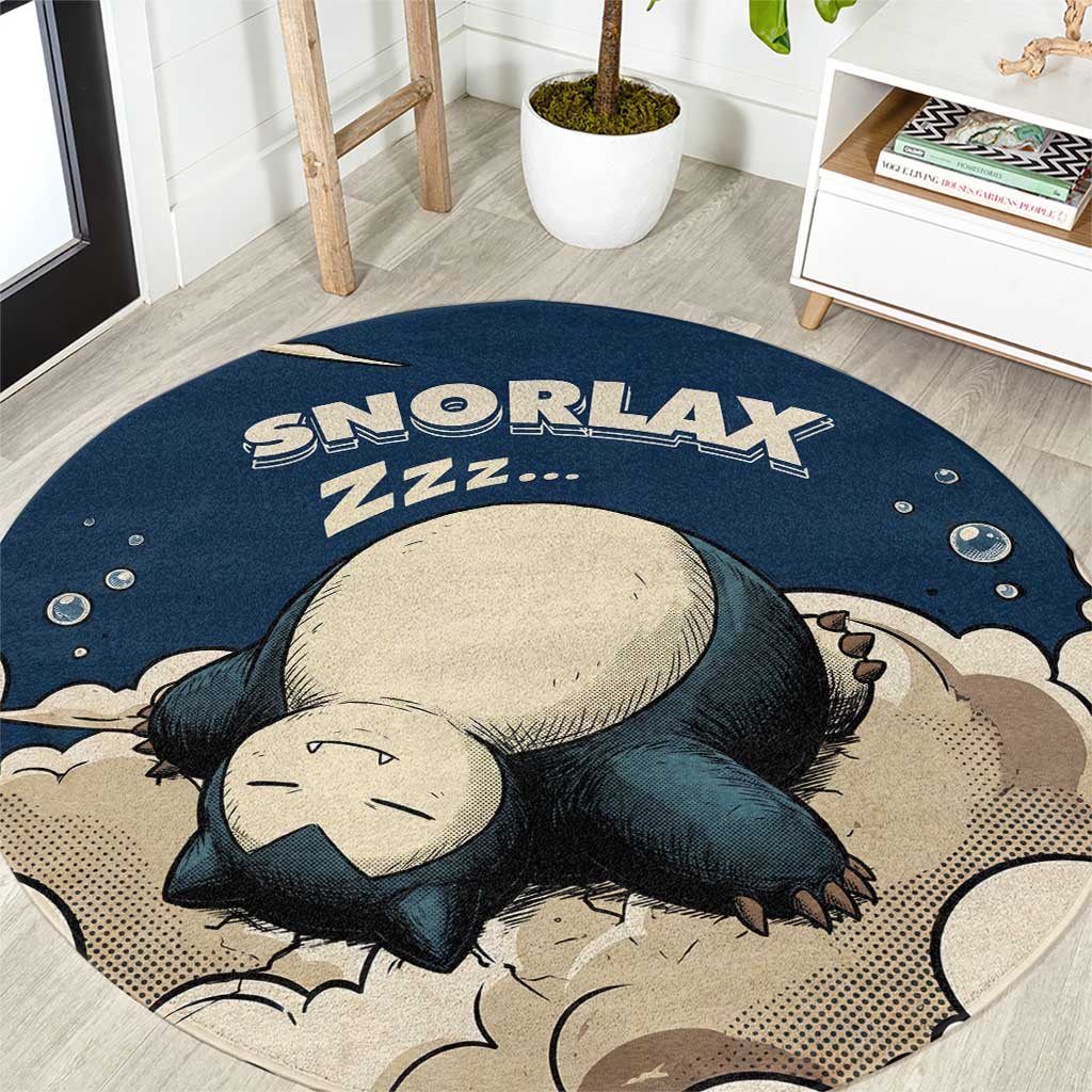 Snorlax Sleeping Cloud Round Carpet Snorlax Zzz... Peace in Every Puff of Sleep