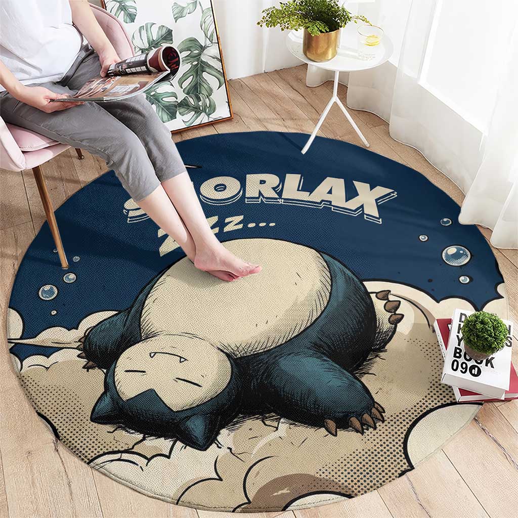 Snorlax Sleeping Cloud Round Carpet Snorlax Zzz... Peace in Every Puff of Sleep