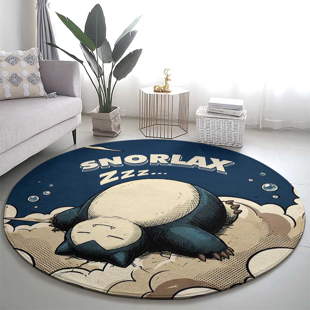 Snorlax Sleeping Cloud Round Carpet Snorlax Zzz... Peace in Every Puff of Sleep