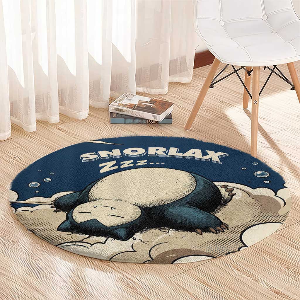 Snorlax Sleeping Cloud Round Carpet Snorlax Zzz... Peace in Every Puff of Sleep