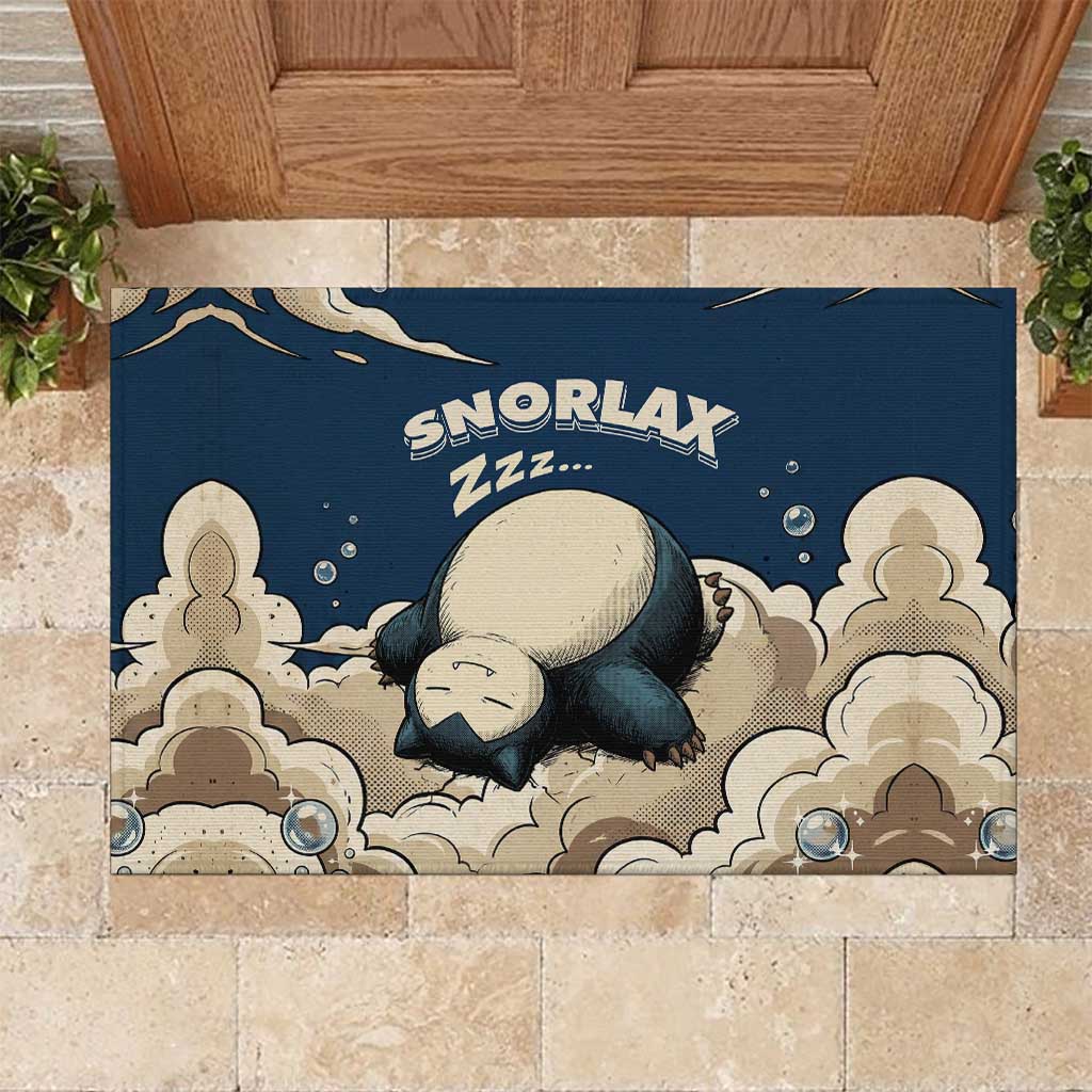 Snorlax Sleeping Cloud Rubber Doormat Snorlax Zzz... Peace in Every Puff of Sleep