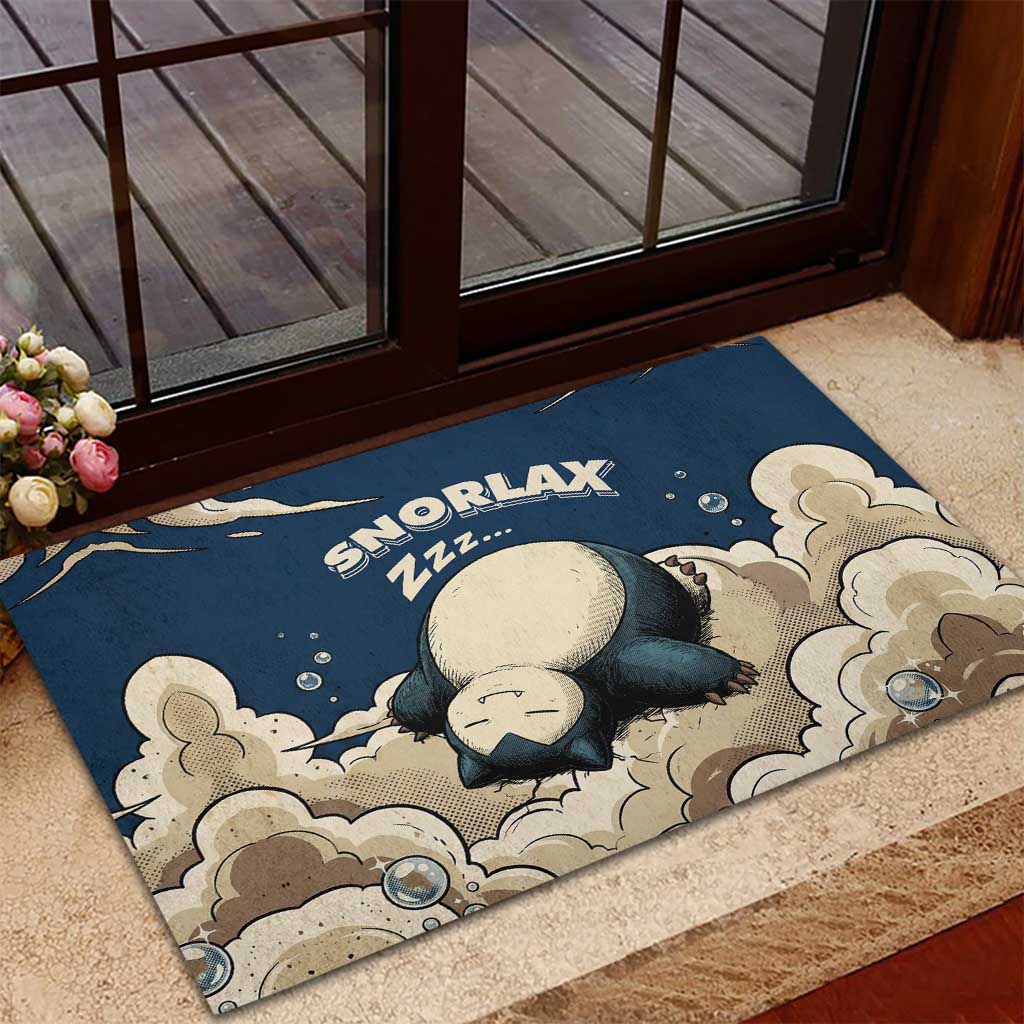 Snorlax Sleeping Cloud Rubber Doormat Snorlax Zzz... Peace in Every Puff of Sleep