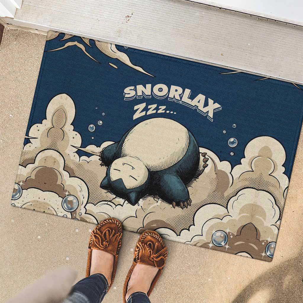 Snorlax Sleeping Cloud Rubber Doormat Snorlax Zzz... Peace in Every Puff of Sleep