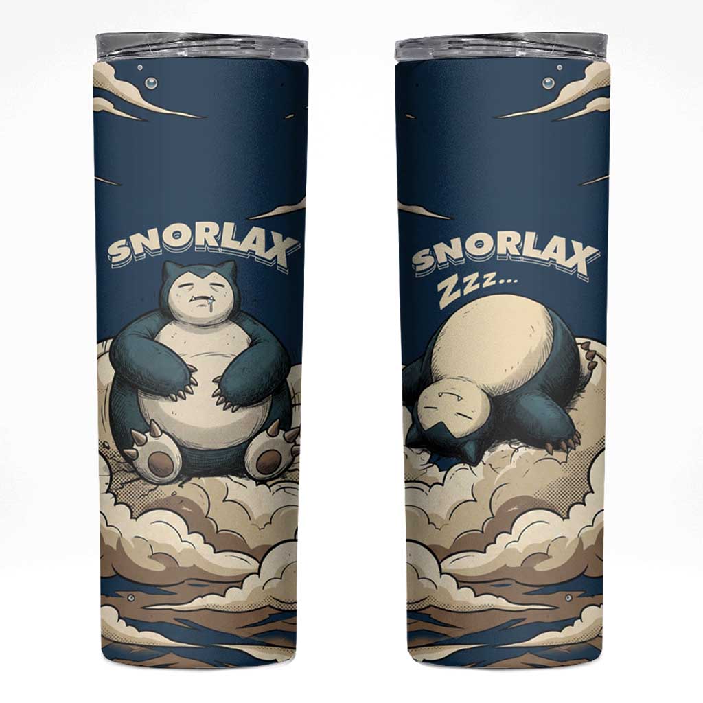 Snorlax Sleeping Cloud Skinny Tumbler Snorlax Zzz... Peace in Every Puff of Sleep