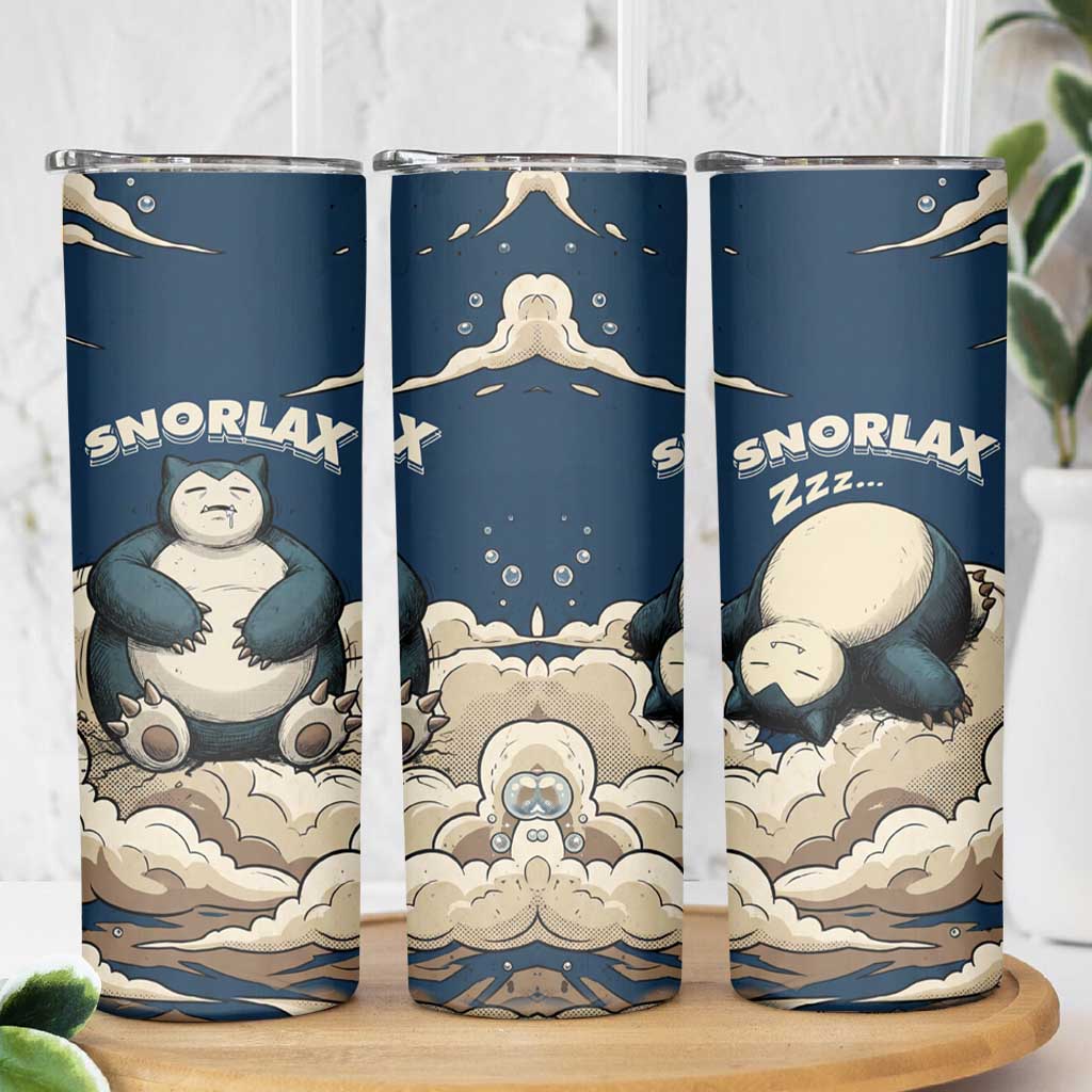 Snorlax Sleeping Cloud Skinny Tumbler Snorlax Zzz... Peace in Every Puff of Sleep