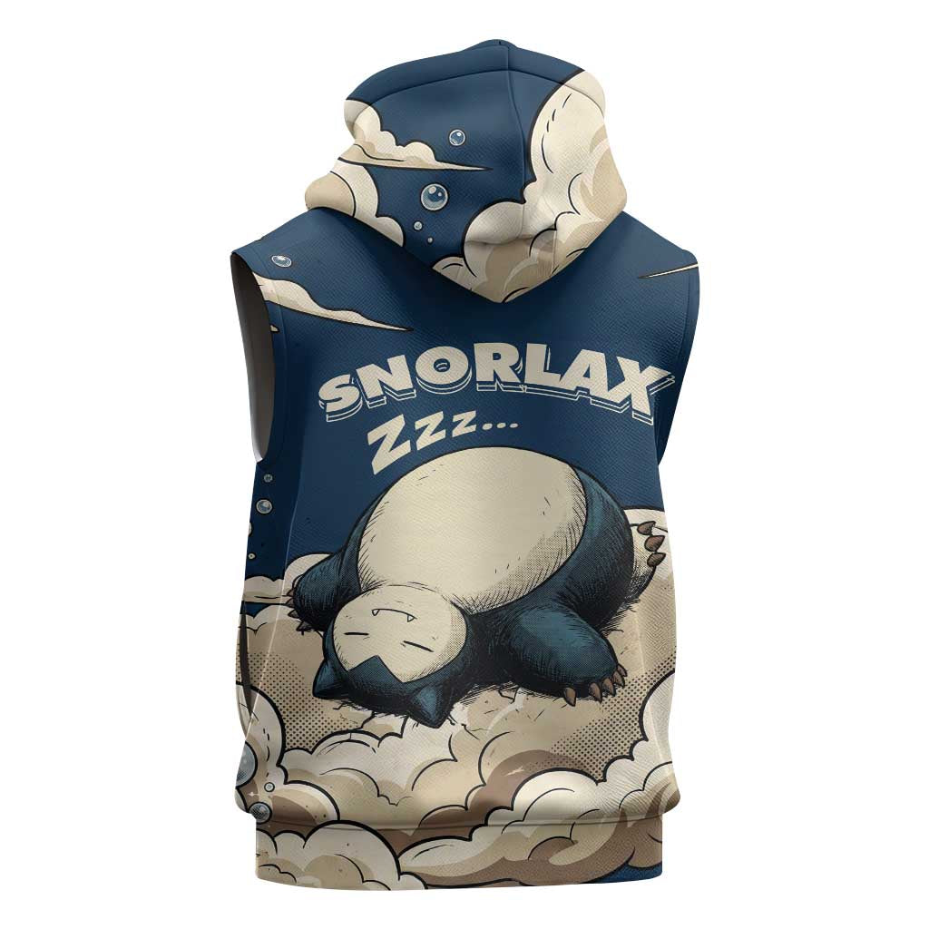 Snorlax Sleeping Cloud Sleeveless Hoodie Snorlax Zzz... Peace in Every Puff of Sleep