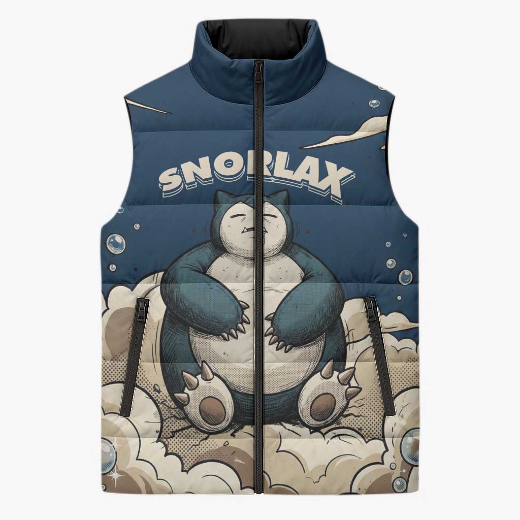 Snorlax Sleeping Cloud Sleeveless Puffer Jacket Snorlax Zzz... Peace in Every Puff of Sleep
