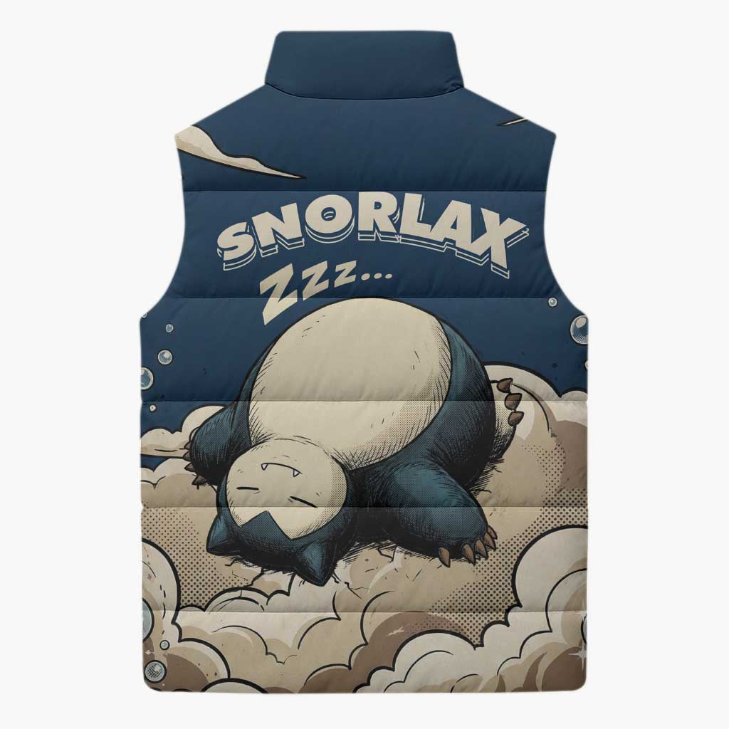 Snorlax Sleeping Cloud Sleeveless Puffer Jacket Snorlax Zzz... Peace in Every Puff of Sleep