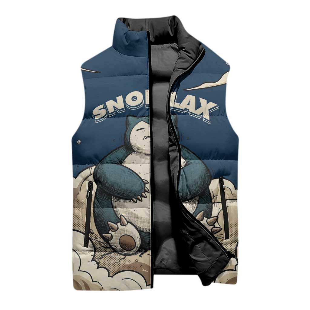 Snorlax Sleeping Cloud Sleeveless Puffer Jacket Snorlax Zzz... Peace in Every Puff of Sleep