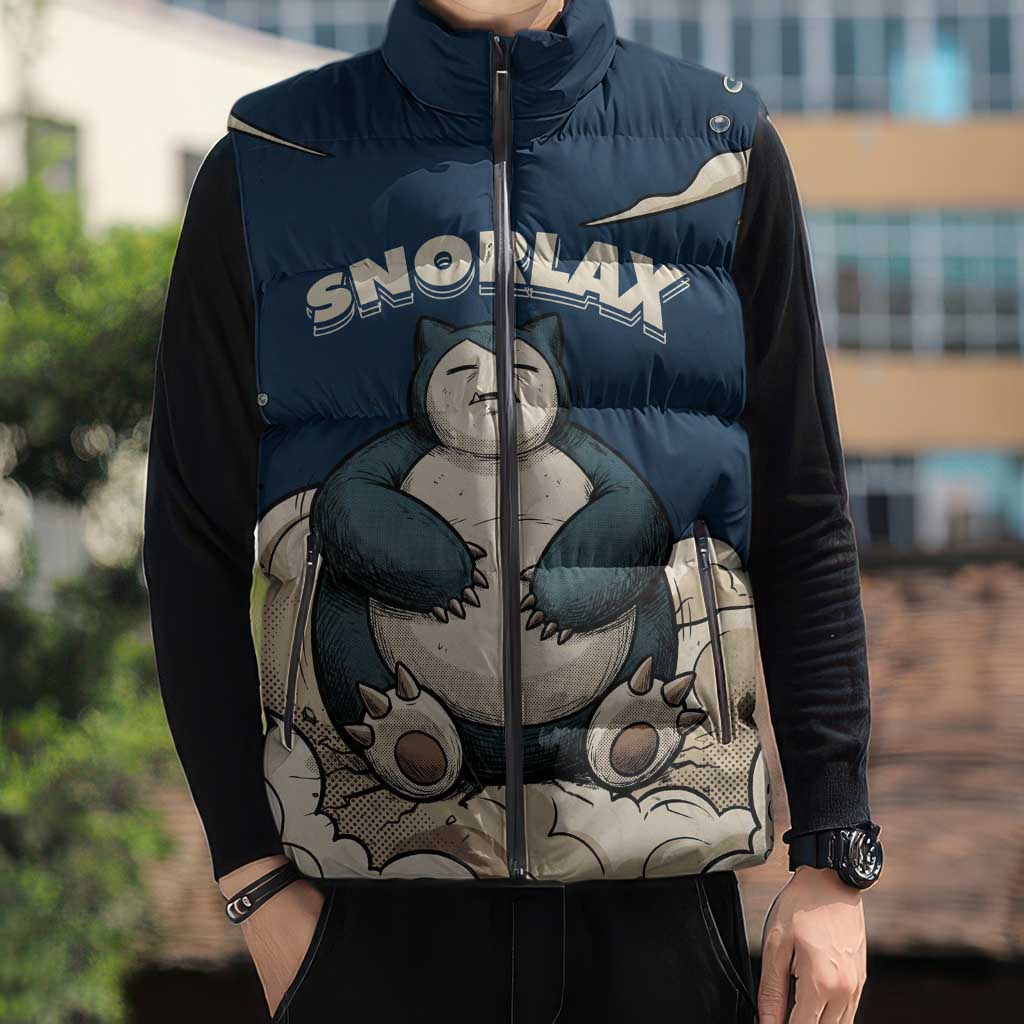 Snorlax Sleeping Cloud Sleeveless Puffer Jacket Snorlax Zzz... Peace in Every Puff of Sleep