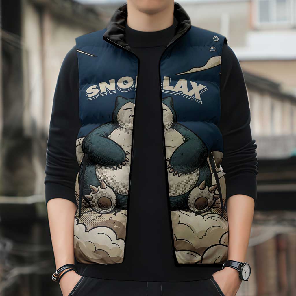 Snorlax Sleeping Cloud Sleeveless Puffer Jacket Snorlax Zzz... Peace in Every Puff of Sleep