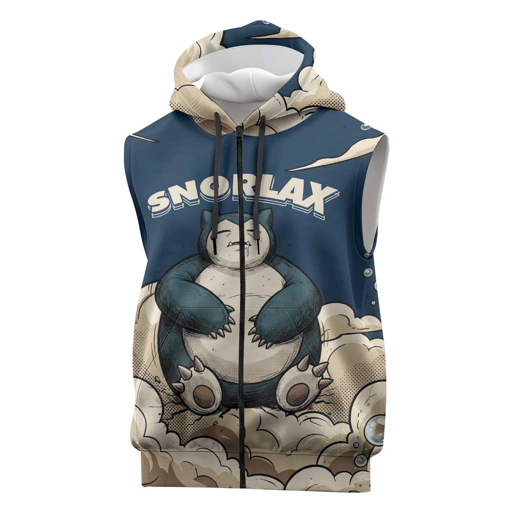 Snorlax Sleeping Cloud Sleeveless Zip Hoodie Snorlax Zzz... Peace in Every Puff of Sleep