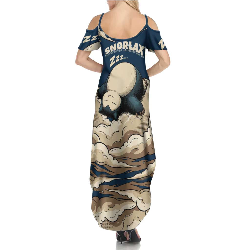 Snorlax Sleeping Cloud Summer Maxi Dress Snorlax Zzz... Peace in Every Puff of Sleep