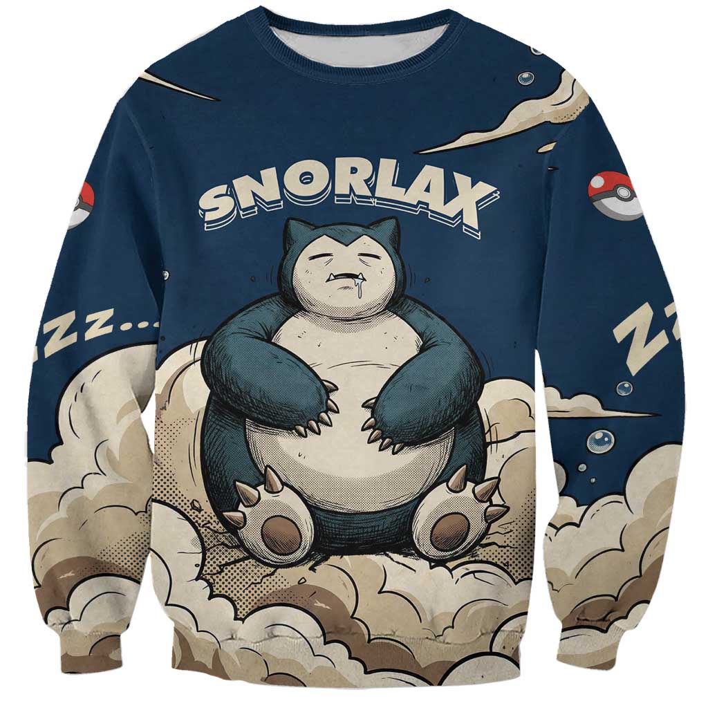 Snorlax Sleeping Cloud Sweatshirt Snorlax Zzz... Peace in Every Puff of Sleep
