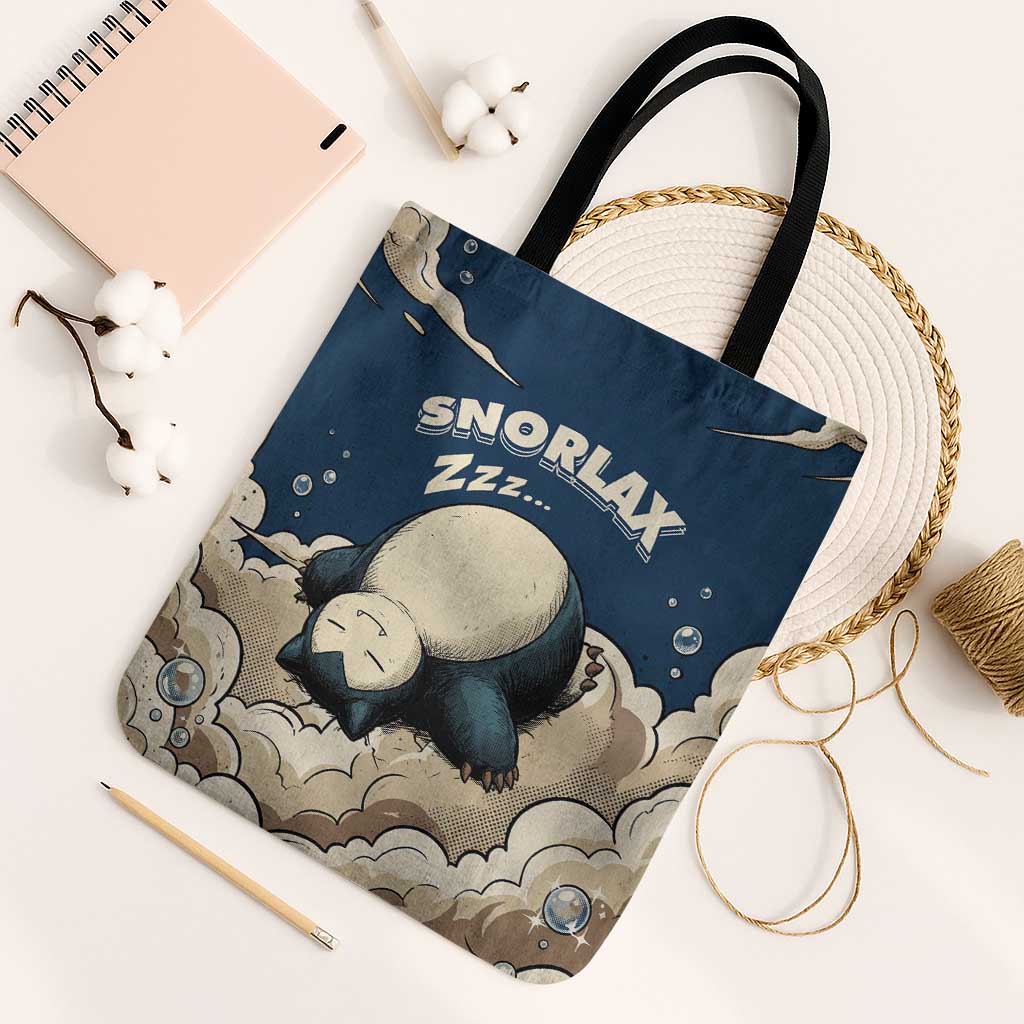 Snorlax Sleeping Cloud Tote Bag Snorlax Zzz... Peace in Every Puff of Sleep