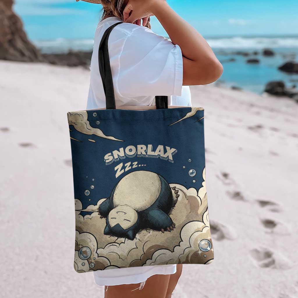 Snorlax Sleeping Cloud Tote Bag Snorlax Zzz... Peace in Every Puff of Sleep