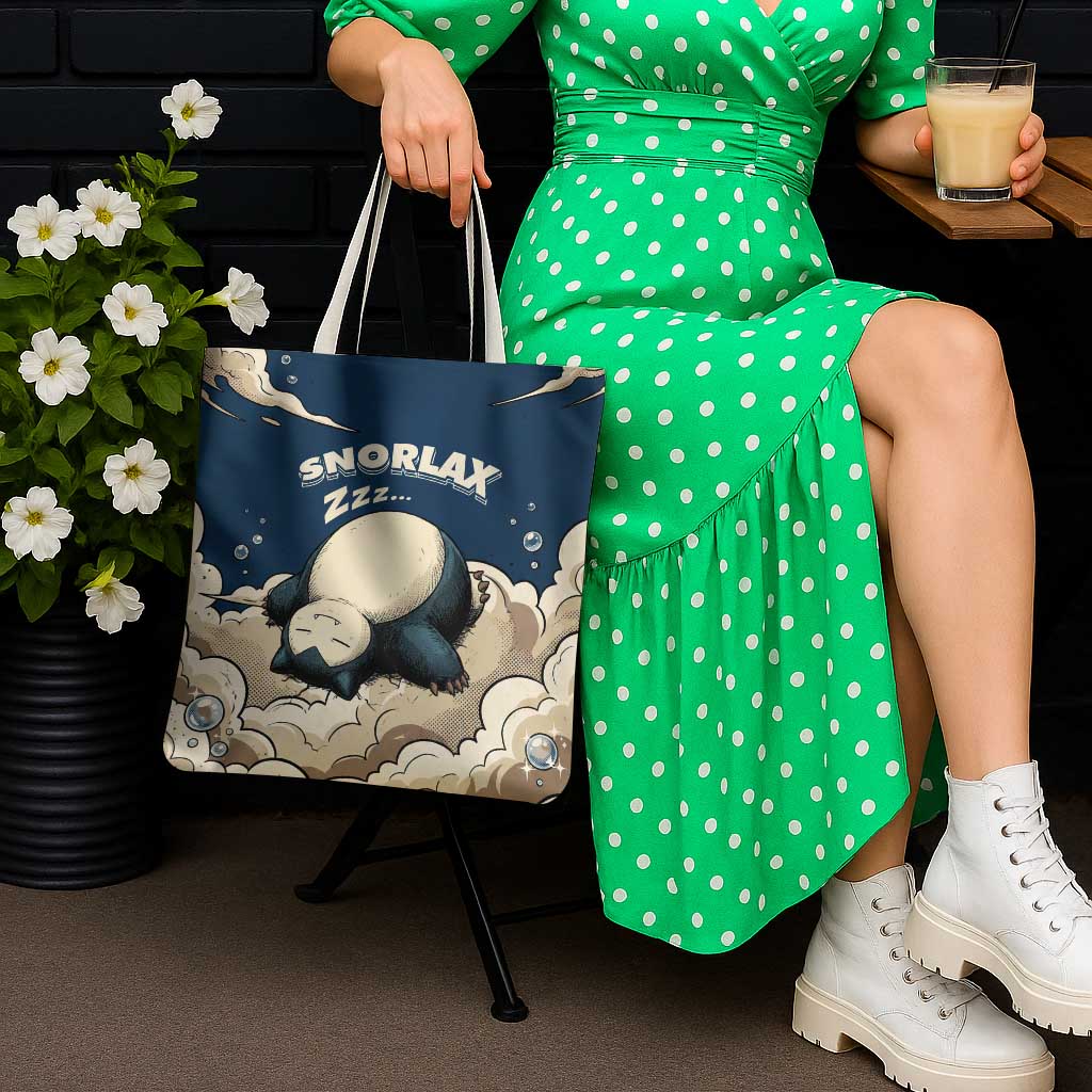 Snorlax Sleeping Cloud Tote Bag Snorlax Zzz... Peace in Every Puff of Sleep