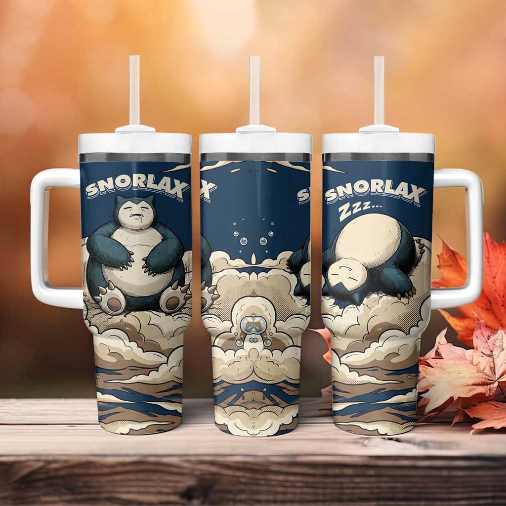 Snorlax Sleeping Cloud Tumbler With Handle Snorlax Zzz... Peace in Every Puff of Sleep