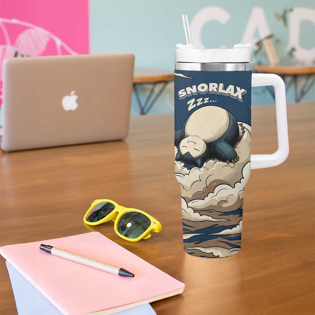 Snorlax Sleeping Cloud Tumbler With Handle Snorlax Zzz... Peace in Every Puff of Sleep